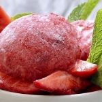 Strawberry Sorbet with Ginger Juice