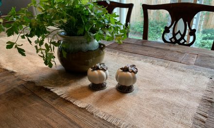 Featuring You ~ Farmhouse Style No-Sew Fringed Burlap Table Runner