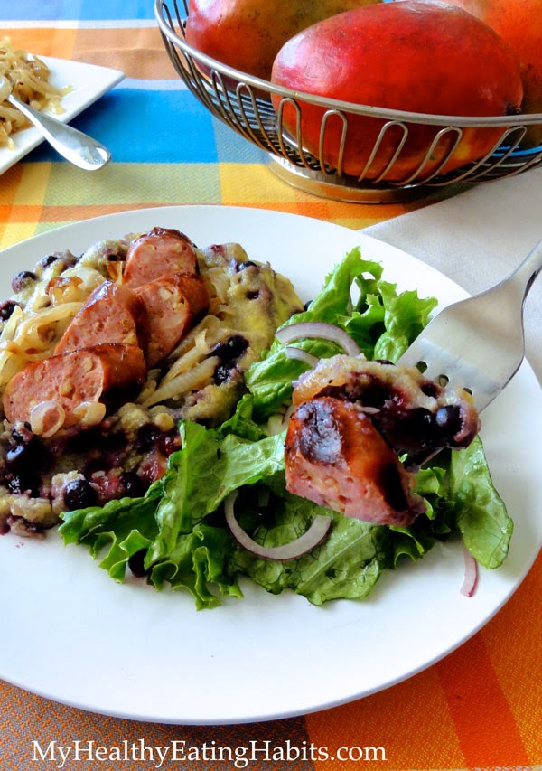http://www.myhealthyeatinghabits.com/2014/01/07/wild-blueberry-polenta-with-grilled-onions-and-sausage/