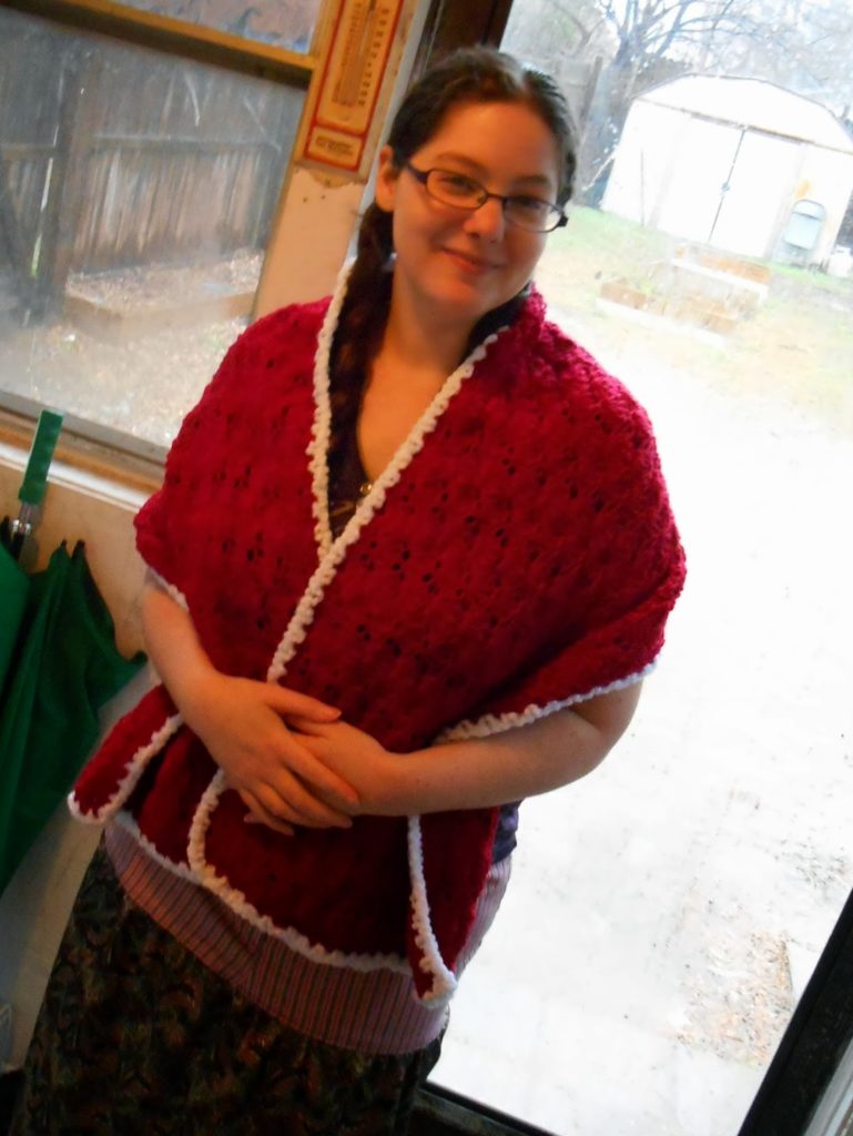 http://2crochethooks.com/something-red-wrap-for-valentines/