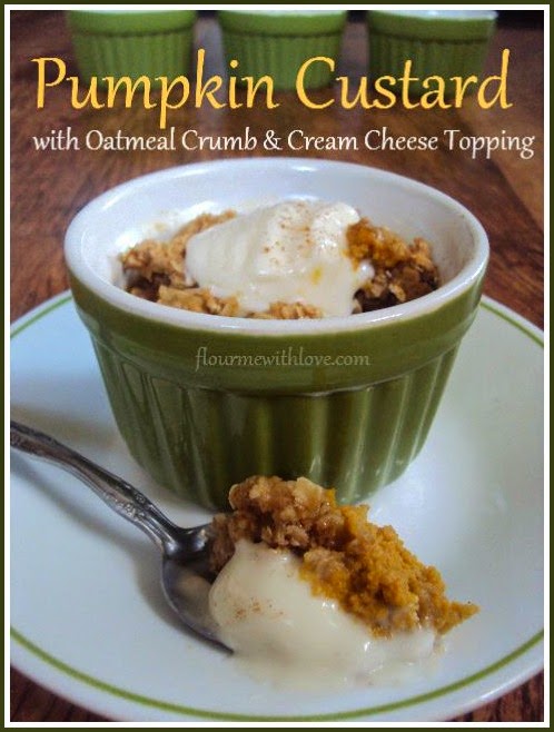 Pumpkin Custard with Oatmeal Crumb & Cream Cheese Topping