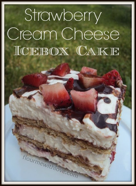 Strawberry Cream Cheese Icebox Cake Recipe, graham crackers, chocolate syrup