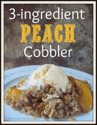 3-ingredients, peaches, cobbler, dessert