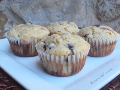 Flour Me With Love: Buttermilk makes these blueberry and banana muffins moist and delicious!