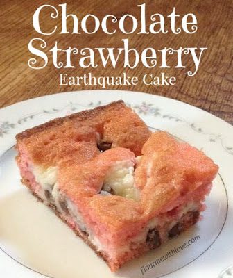 Chocolate, strawberry & cream cheese baked into a delicious earthquake cake!