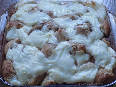 Cream Cheese Cinnamon Roll Bake uses frozen bread dough that's drenched in cinnamon, butter, sugar & sweetened cream cheese!