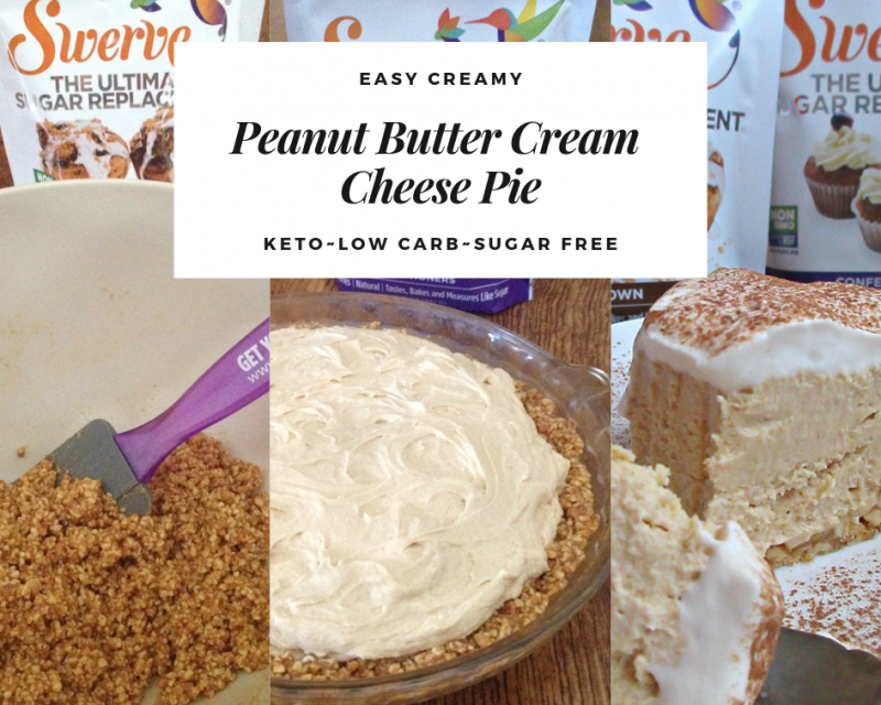 Easy Creamy Peanut Butter Cream Cheese Pie~Keto, Low Carb, Sugar Free