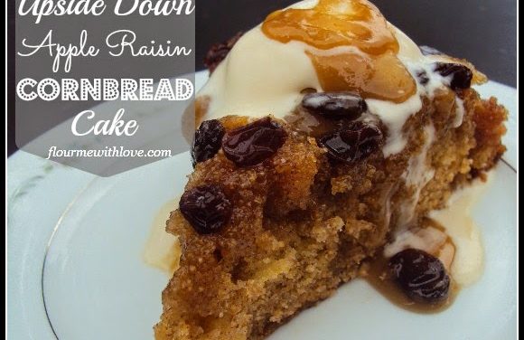 Upside Down Apple Raisin Cornbread Cake