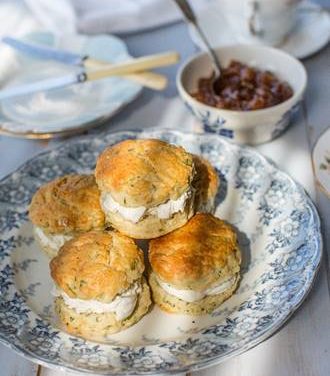 Featuring You ~ Savory Watercress Scones with Goat Cheese and Pear Chutney